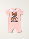 Moschino Baby Babies' Long Romper With Teddy Bear In Pink
