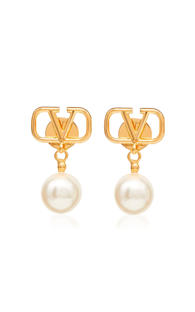 Valentino Garavani Vlogo Earrings With Pearls In Gold