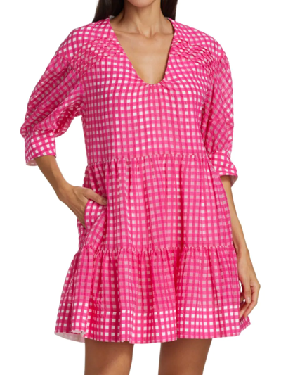 Tanya Taylor Women's Cayla Grid Mini Dress In Pink