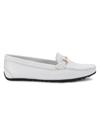 Saks Fifth Avenue Women's Buckled Leather Loafers In Branco