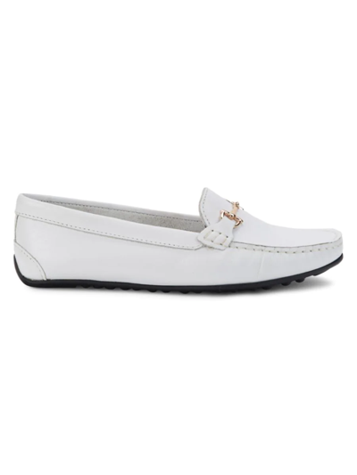 Saks Fifth Avenue Women's Buckled Leather Loafers In Branco