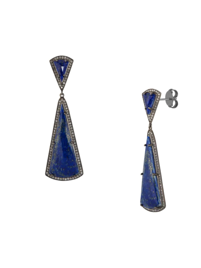 Banji Jewelry Women's Sterling Silver, Diamonds & Lapis Drop Earrings