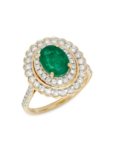 Saks Fifth Avenue Women's 14k Yellow Gold, Emerald & Diamond Statement Ring