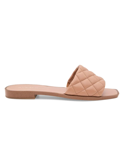 Bcbgeneration Laila Womens Quilted Slip On Flat Sandals In Nude