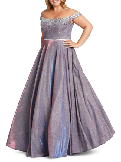 Mac Duggal Women's Plus Metallic A-line Ball Gown In Lavender
