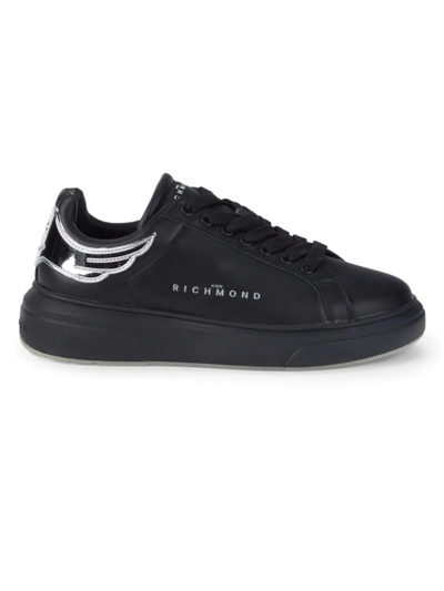 John Richmond Men's Leather Low-top Sneakers In Black