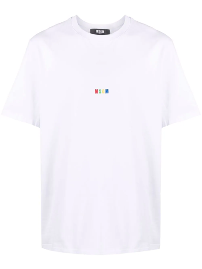 Msgm Logo刺绣t恤 In White