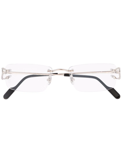 Cartier Square-frame Rimless Glasses In Silber