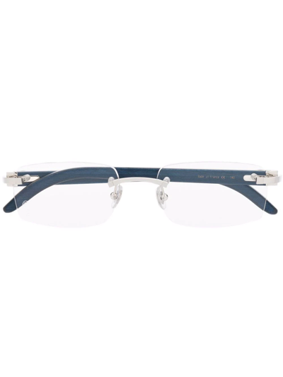 Cartier Rimless Square-frame Glasses In Blau