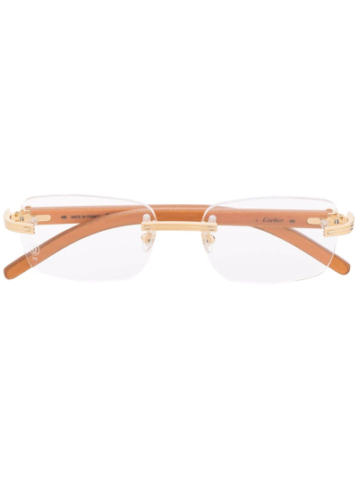 Cartier Rimless Square-frame Glasses In Orange