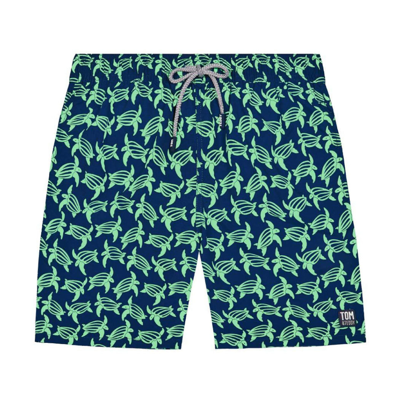 Tom & Teddy Men's Turtle-print Swim Trunks In Green