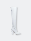 London Rag Noire Thigh High Long Boots In Patent Pu In White