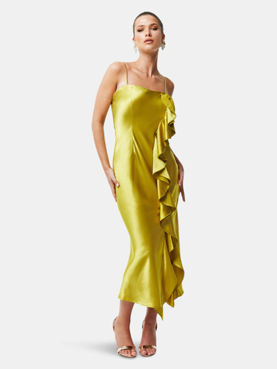 Mestiza Giovanna Midi Dress In Chartreuse