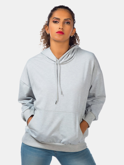 London Rag Melange Pullover Drawstring Hoodie In Grey