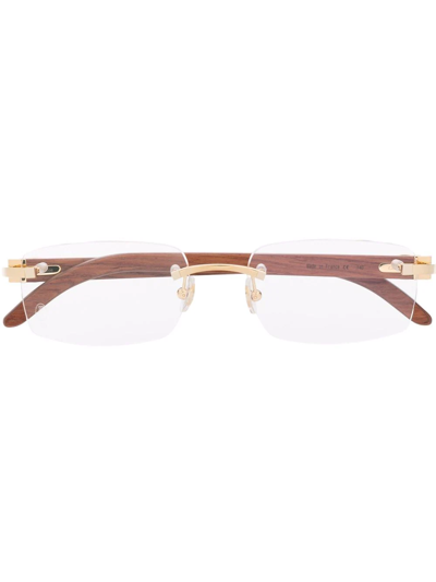 Cartier Rimless Square-frame Glasses In Brown