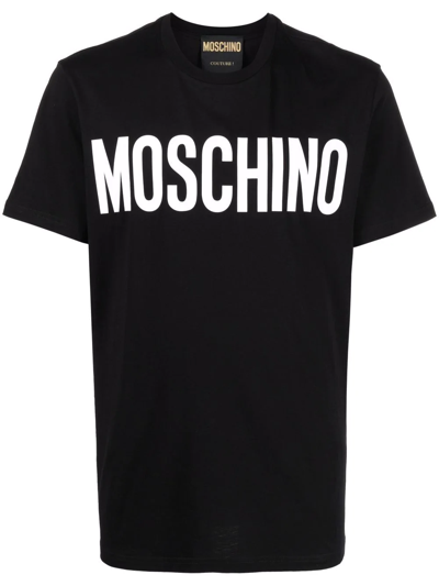 Moschino Logo-print Organic Cotton T-shirt In Black