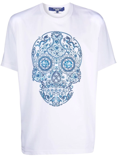 Junya Watanabe Skull-print Cotton T-shirt In White