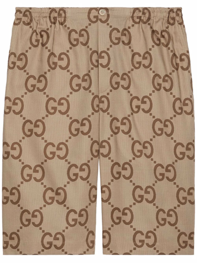 Gucci Pineapple Gg Canvas Shorts In Neutrals