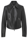 Burberry Rhode Yoked Leather Crop Jacket In Black
