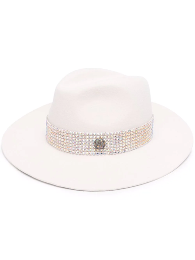 Maison Michel Henrietta Felt Fedora Hat In Nude