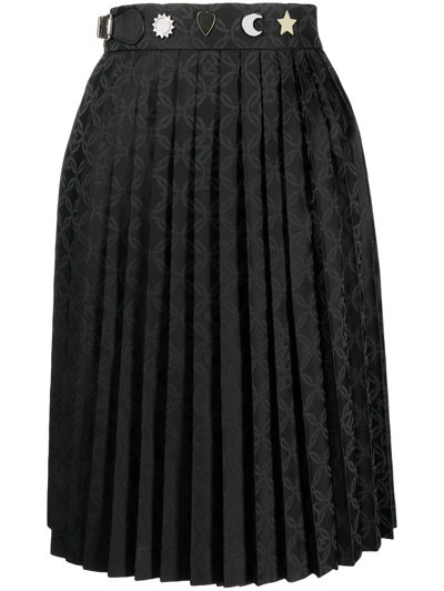 Charles Jeffrey Loverboy Chainmail Jacquard Pleated Midi Skirt In Schwarz
