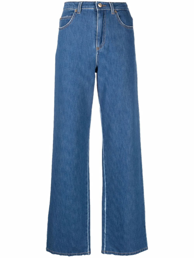 Ermanno Firenze Wide-leg Denim Jeans In Blau