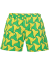 Bottega Veneta Patterned Elasticated Swim Shorts In Green