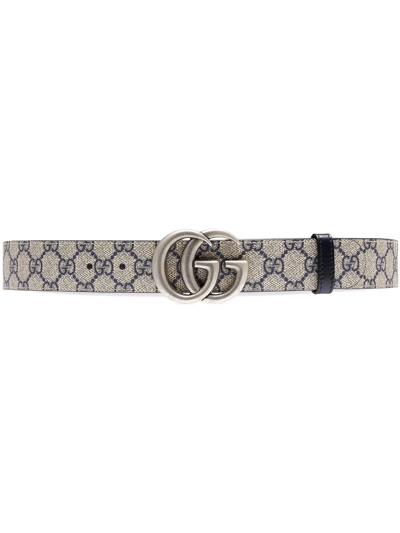 Gucci Gg Marmont Reversible Thin Belt In Neutrals