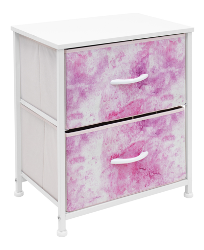 Sorbus 2 Drawers Chest Dresser In Tie-dye Pink