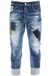 DSQUARED2 DSQUARED2 DISTRESSED EFFECT LOGO DETAILED CROPPED JEANS