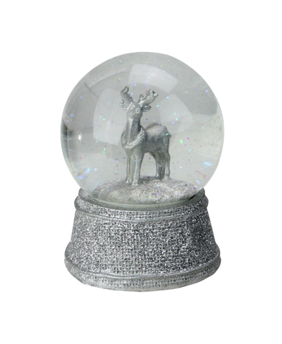 Northlight 5.5" Silver Glittered Reindeer Snow Globe Snow Dome Christmas Decoration
