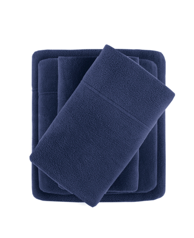 Sleep Philosophy True North By  Micro Fleece California King Sheet Set, 4 Piece Bedding In Navy