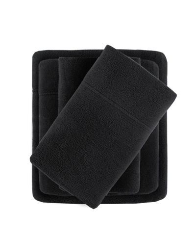 Sleep Philosophy True North By  Micro Fleece California King Sheet Set, 4 Piece Bedding In Black