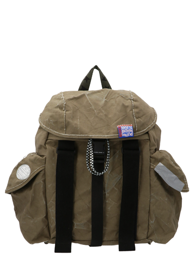 Golden Goose Logo Patch Drawstring Backpack In Brown