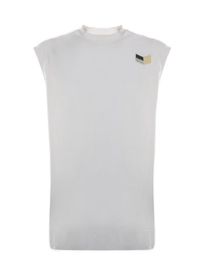 Jil Sander Tank Top With Embroidered Chevron Motif In Beige