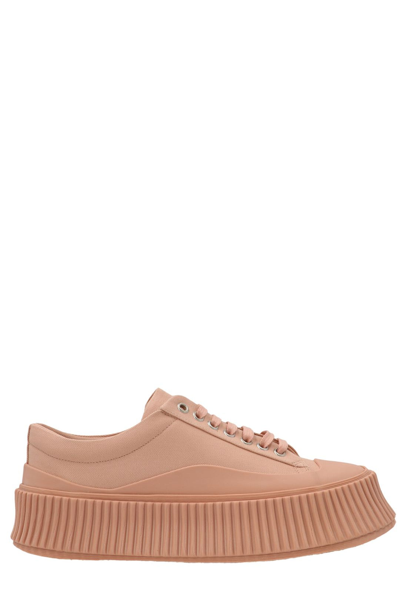 Jil Sander Ribbed-sole Leather Trainers In Pink &amp; Purple
