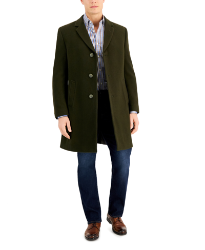 Nautica Men's Barge Classic Fit Wool/cashmere Blend Solid Overcoat In Olive