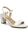 Naturalizer Bristol Block Heel Sandal In White Faux Leather