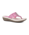 Cliffs By White Mountain Cienna Thong Comfort Sandal In Magenta Pink Fabric