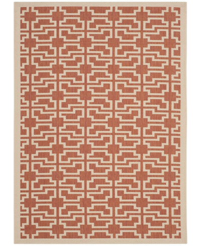 Safavieh Courtyard Cy6015 Terracotta And Beige 4' X 5'7" Outdoor Area Rug In Red