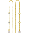 And Now This 18k Gold Plated Imitation Cubic Zirconia And Imitation Pearl Threader Earrings In Gold Plated