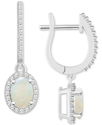 Macy's Rhodolite Garnet (1-7/8 Ct. T.w.) & Diamond (1/3 Ct. T.w.) Leverback Drop Earrings In Sterling Silve In Opal