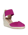 Anne Klein Zoey Womens Canvas Ankle Strap Espadrille Heels In Fuschia