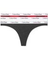 Calvin Klein Carousel Cotton 3-pack Thong Underwear Qd3587 In White/buffalo Check/charcoal Heather