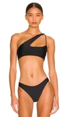 Mikoh Queensland Cross Shoulder Bikini Top In Noir