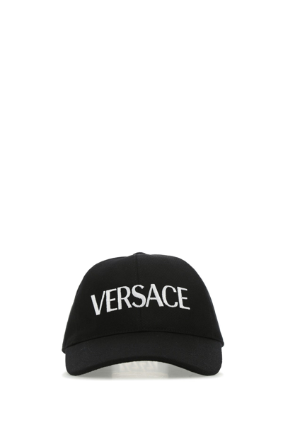 Versace Medusa Plaque Logo Cap In Black