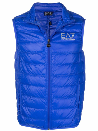 Ea7 Down Vest In Blue