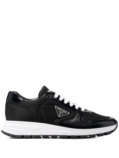 Prada Prax 1 Sneakers In Re-nylon And Brushed Leather In Black