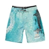 Molo Kids' Boy's Neal Palm Tree Smiley Drawstring Swim Trunks In Blue