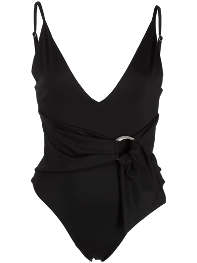 Jonathan Simkhai Niya Deep V-neck One-piece Swimsuit In Black